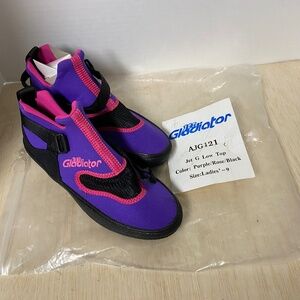 Vintage NEW JET G Lowtop Gladiator Ladies 9 Neoprene • Neon Purple Pink Black